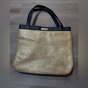 Stylish Woven Gold and Black Tote Bag